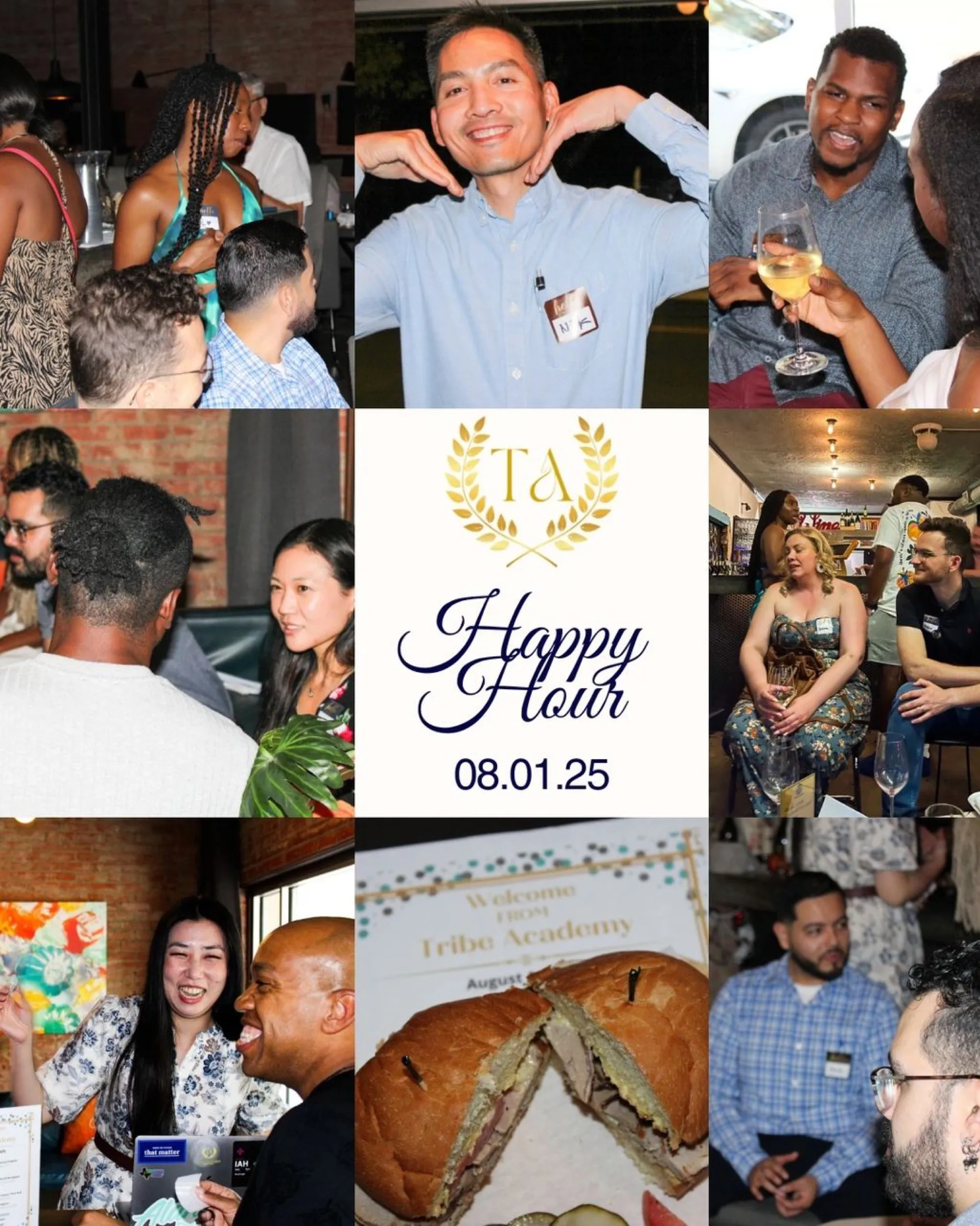 A collage of moments from the 2025 happy hour series.